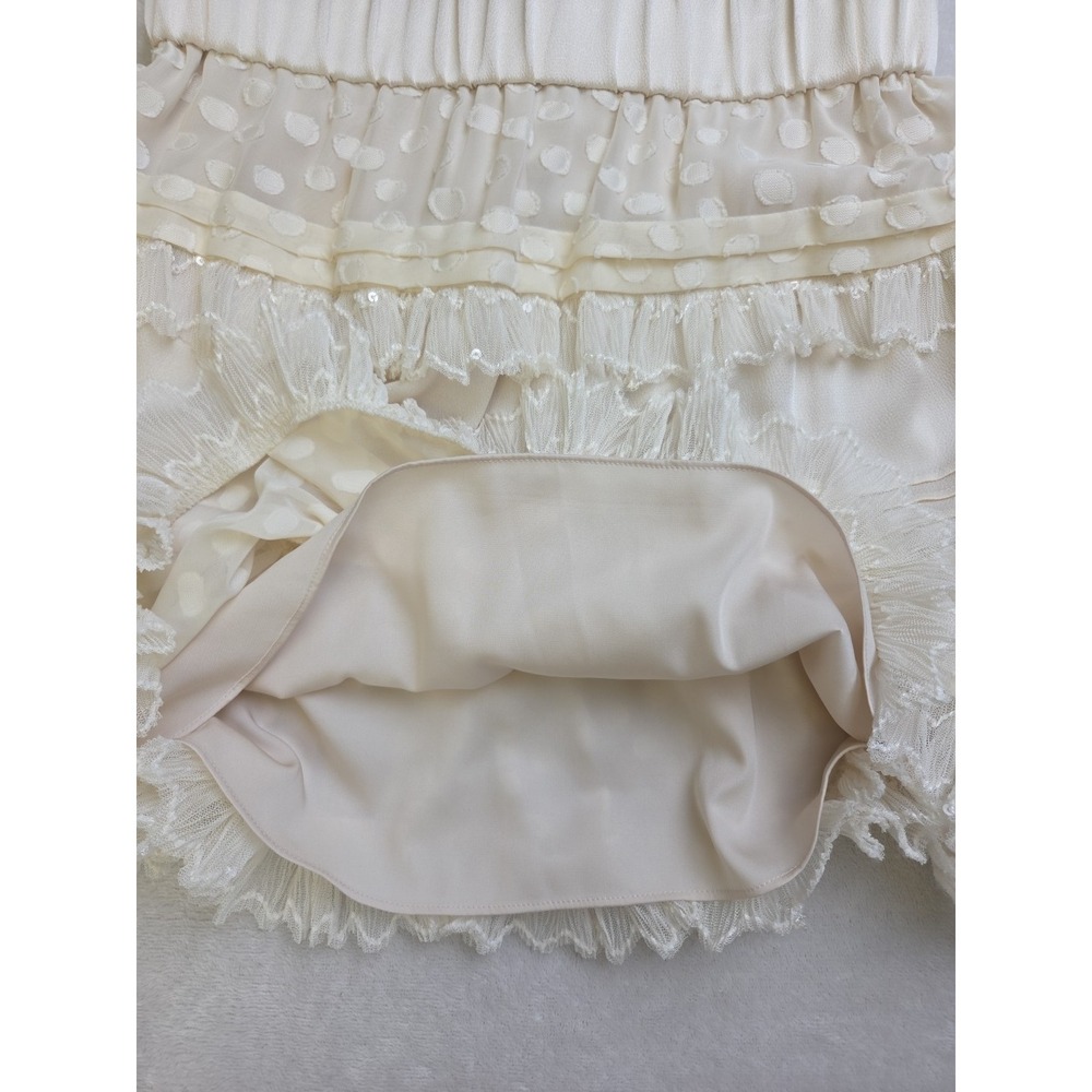 NEW Alexis Yakira Skirt Revolve Size XS Cream Ivory Ruffle Sequin Dots MSRP $385 - Picture 15 of 16